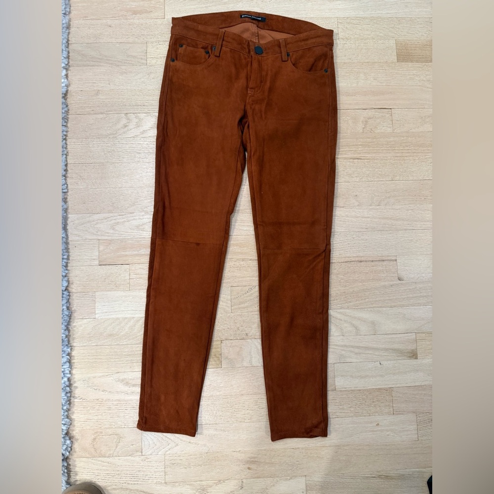 Etienne Marcel Camel Lambskin Suede Pants